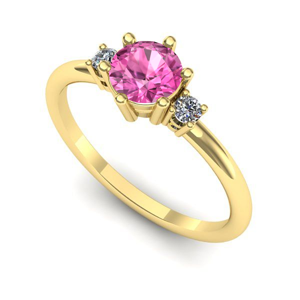 Inel logodna din aur galben cu safir roz