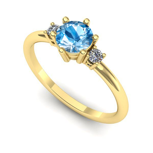 Inel din aur galben cu topaz blue