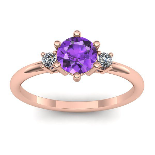 Inel logodna cu ametist rotund