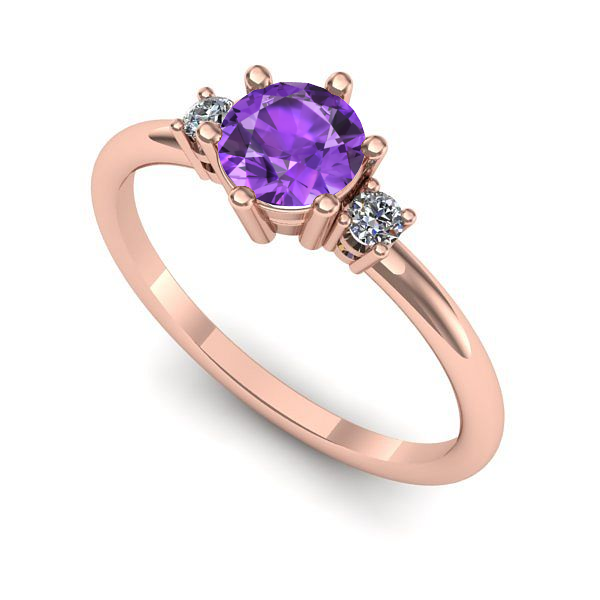 Inel din aur roz cu ametist