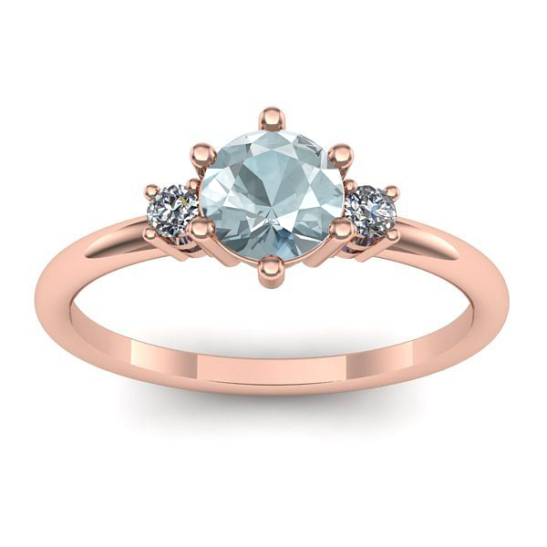 Inel logodna cu aquamarin rotund