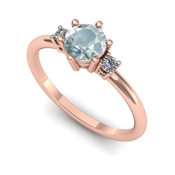 Inel din aur roz cu aquamarin