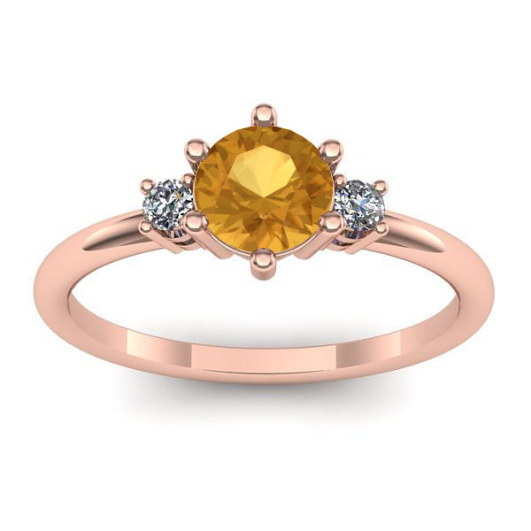 Inel logodna cu citrin rotund