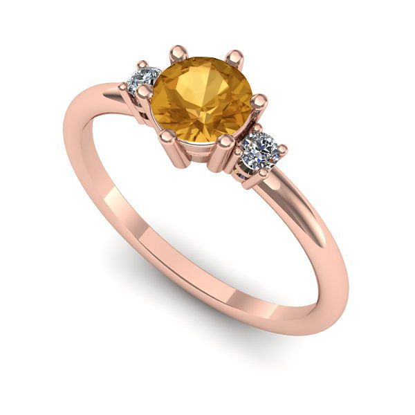 Inel din aur roz cu citrin