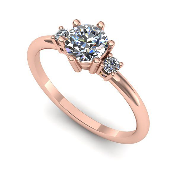 Inel logodna din aur roz cu diamant