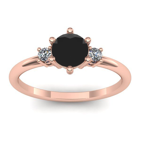 Inel logodna cu diamant negru rotund