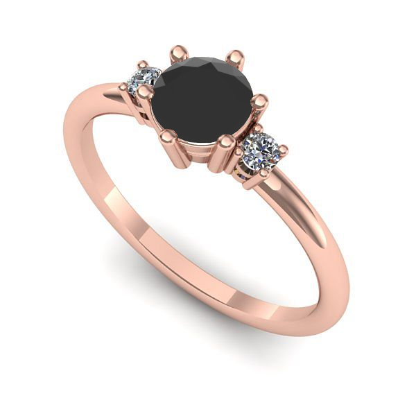 Inel logodna din aur roz cu diamant negru