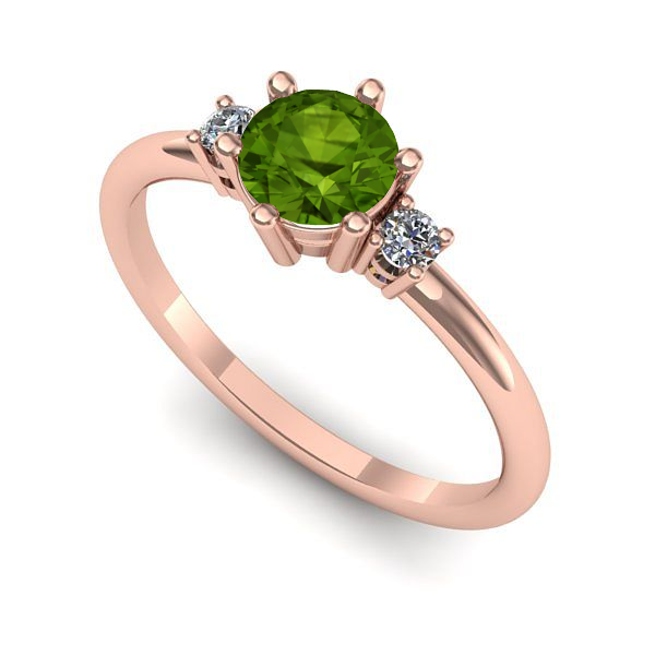 Inel din aur roz cu peridot