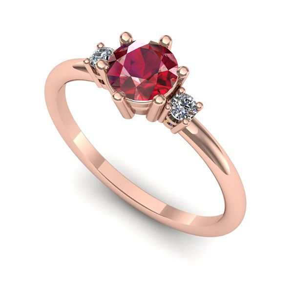 Inel din aur roz cu rubin
