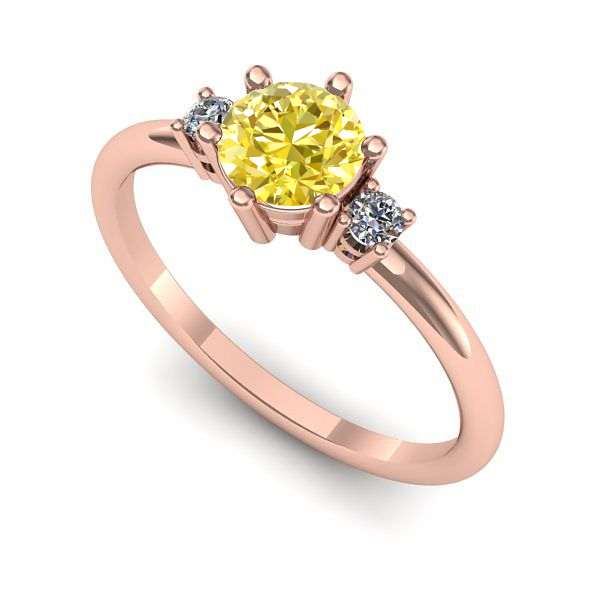 Inel de logodna din aur roz cu safir galben