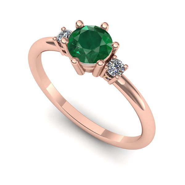 Inel din aur roz cu smarald