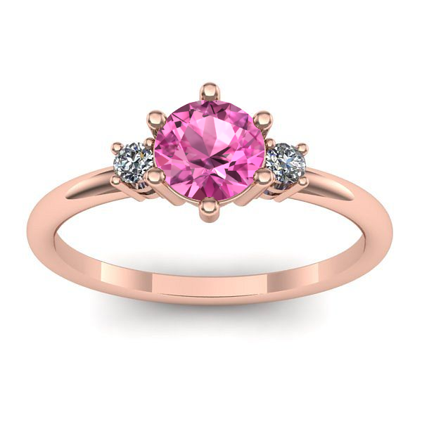 Inel logodna cu safir roz rotund