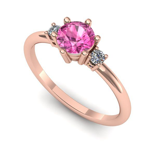 Inel de logodna din aur roz cu safir roz