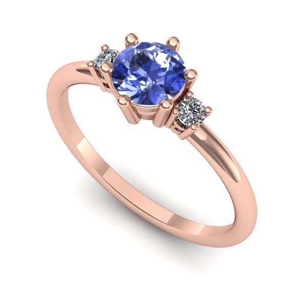 Inel de logodna din aur roz cu tanzanit
