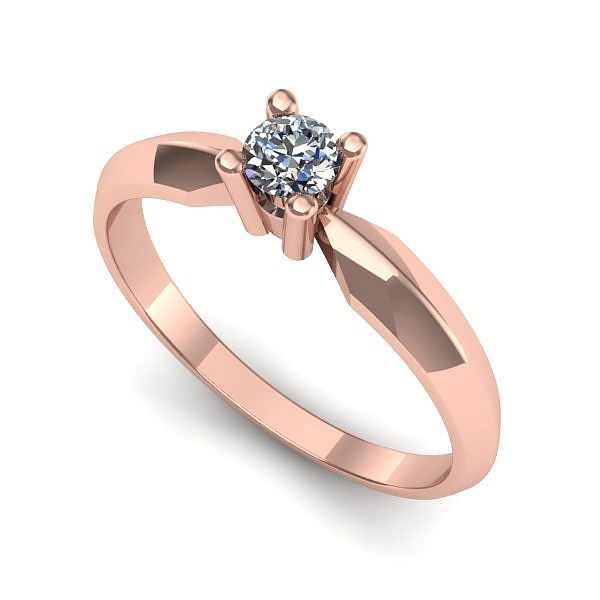 Inel logodna din aur roz cu diamant