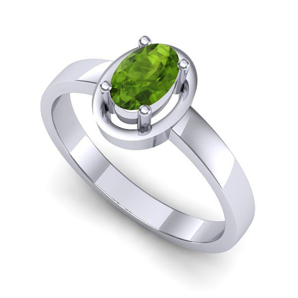 Inel din aur alb cu peridot