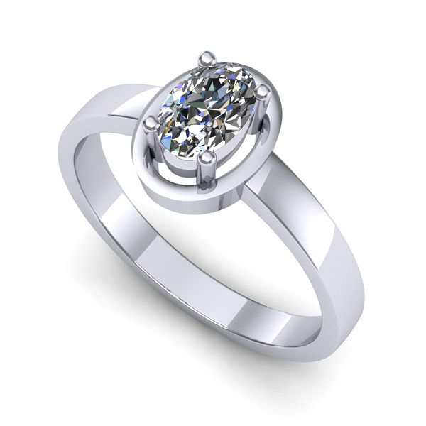 Inel logodna din aur alb cu safir alb