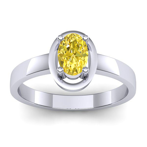 Inel cu safir galben oval