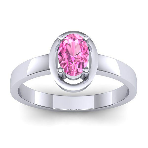 Inel cu safir roz oval