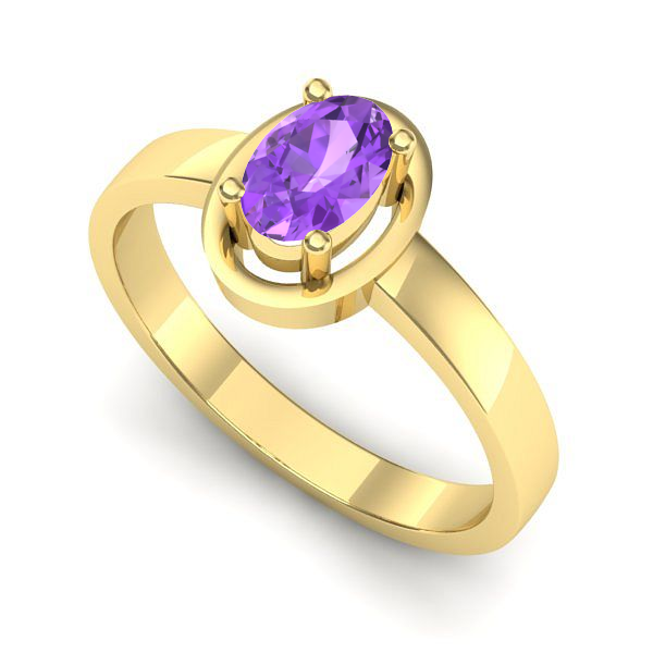 Inel din aur galben cu ametist