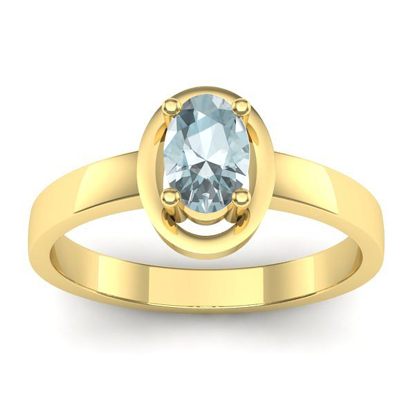 Inel de logodna cu aquamarin oval