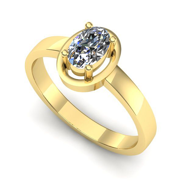 Inel logodna din aur galben cu safir alb
