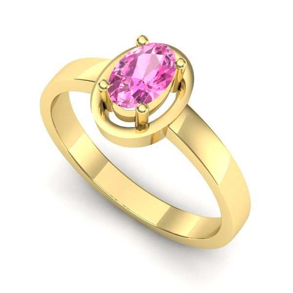 Inel logodna din aur galben cu safir roz