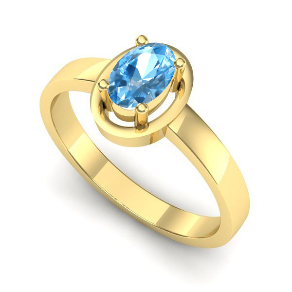 Inel de logodna din aur galben cu topaz blue