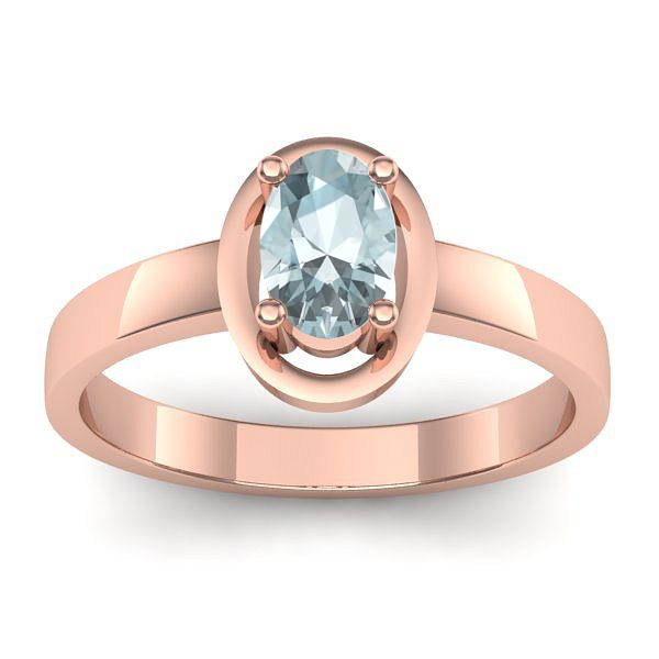 Inel cu aquamarin oval