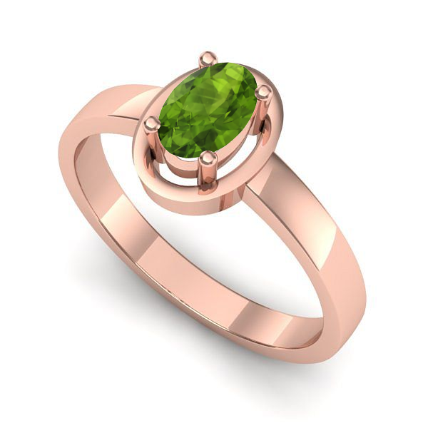 Inel de logodna din aur roz cu peridot