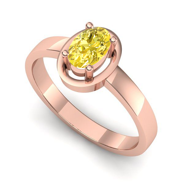 Inel logodna din aur roz cu safir galben