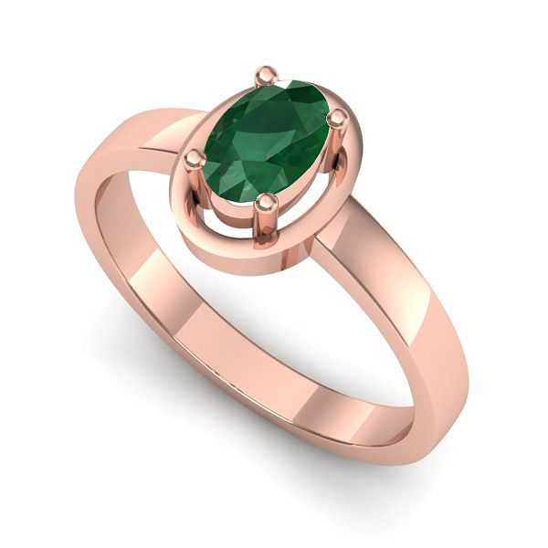 Inel logodna din aur roz cu smarald