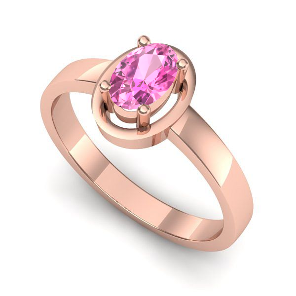 Inel de logodna din aur roz cu safir roz