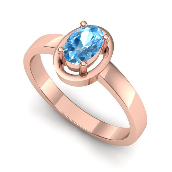 Inel de logodna din aur roz cu topaz blue