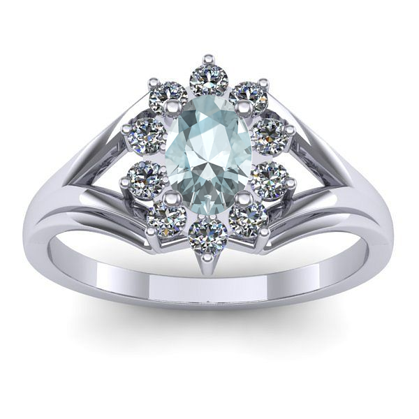 Inel cu aquamarin oval