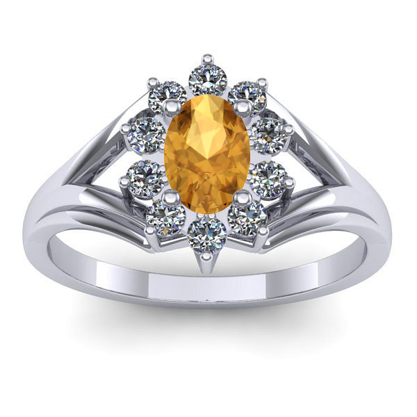 Inel logodna cu citrin oval