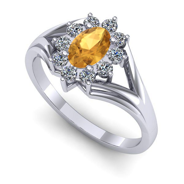 Inel de logodna din aur alb cu citrin