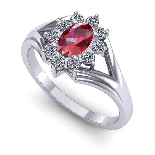 Inel logodna din aur alb cu rubin