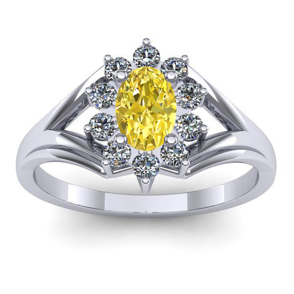 Inel cu safir galben oval