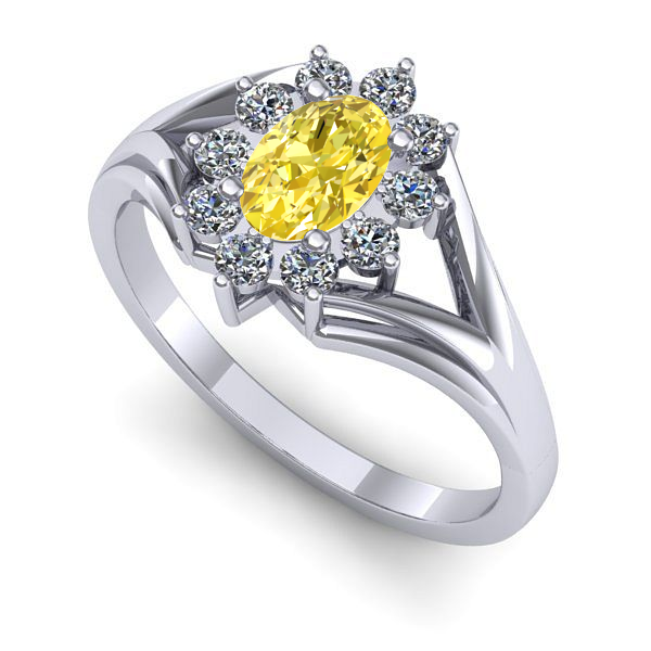 Inel din aur alb cu safir galben