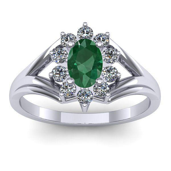 Inel logodna cu smarald oval