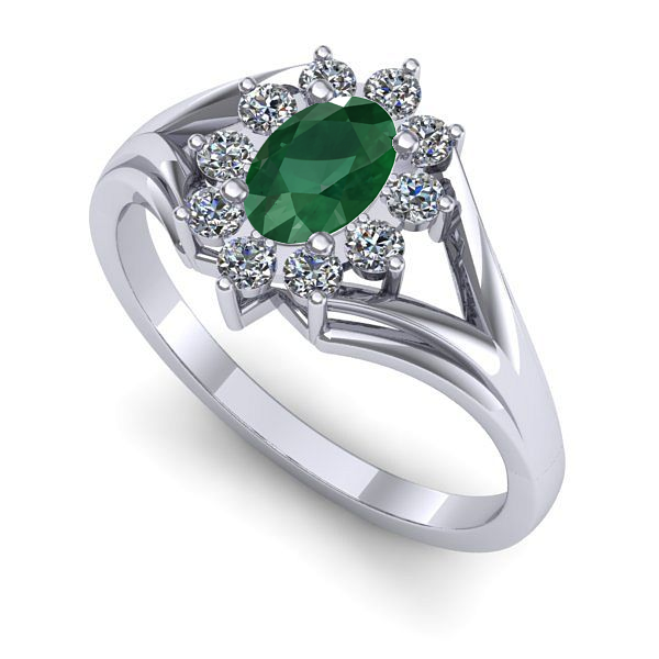 Inel din aur alb cu smarald