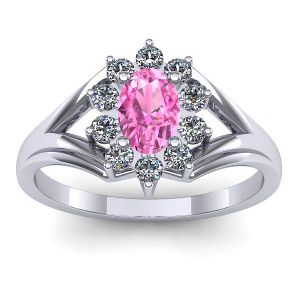 Inel cu safir roz oval