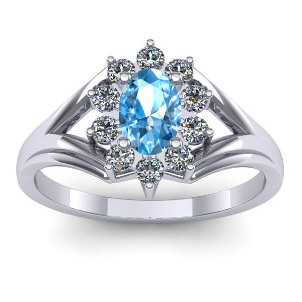 Inel de logodna cu topaz blue oval
