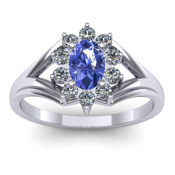 Inel logodna cu tanzanit oval