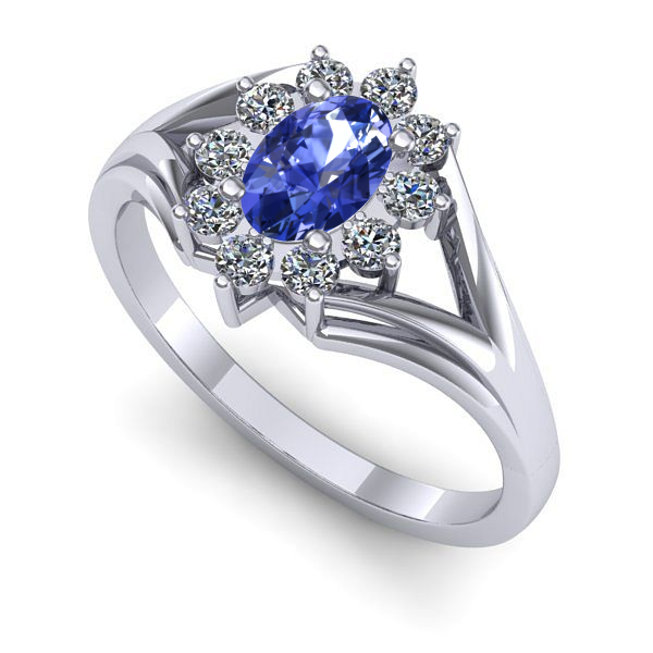 Inel de logodna din aur alb cu tanzanit