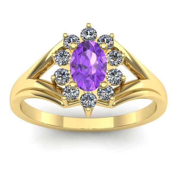 Inel de logodna cu ametist oval