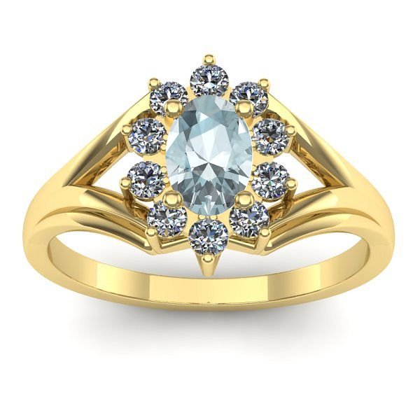 Inel cu aquamarin oval