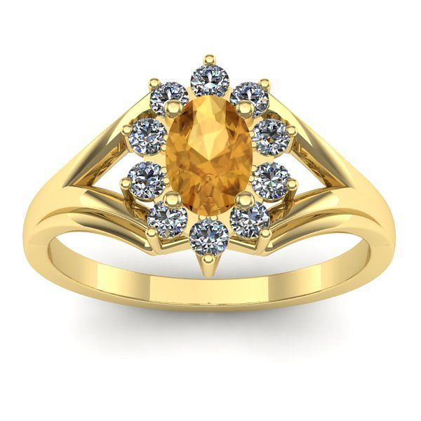 Inel logodna cu citrin oval