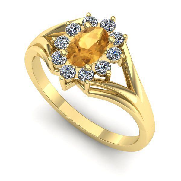 Inel din aur galben cu citrin